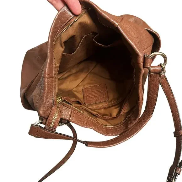 COACH Chicago Gallery Park Pebbled Leather Hobo Crossbody Bag in Brown Crossbody - Picture 12 of 15